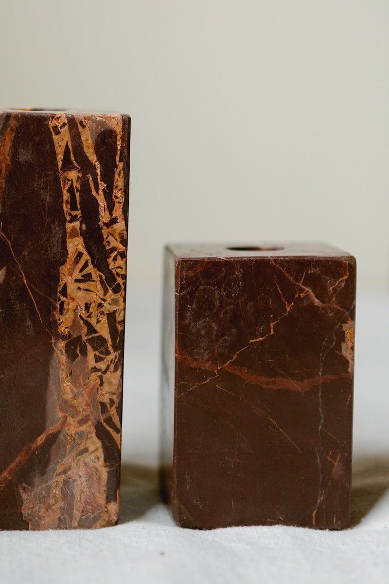 Rosso Levanto Candlestick Holders - IDYLL MANOR