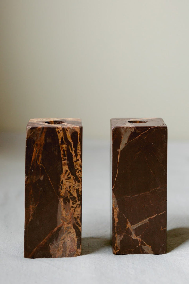 Rosso Levanto Candlestick Holders - IDYLL MANOR