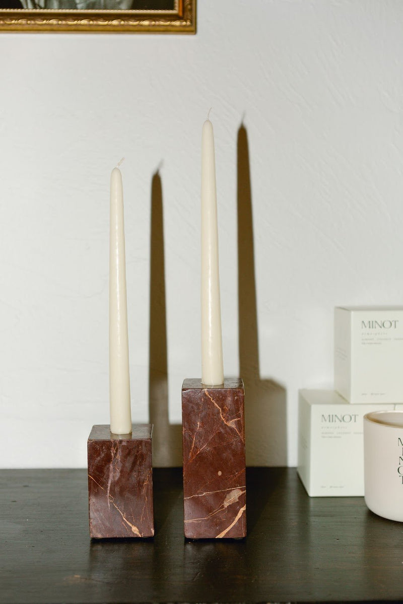 Rosso Levanto Candlestick Holders - IDYLL MANOR