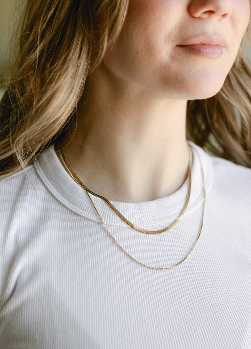 Layered Herringbone Necklace - IDYLL MANOR