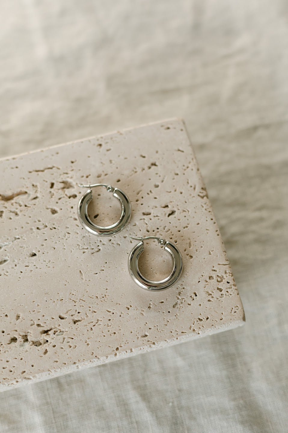 Silver Staple Hoops - IDYLL MANOR