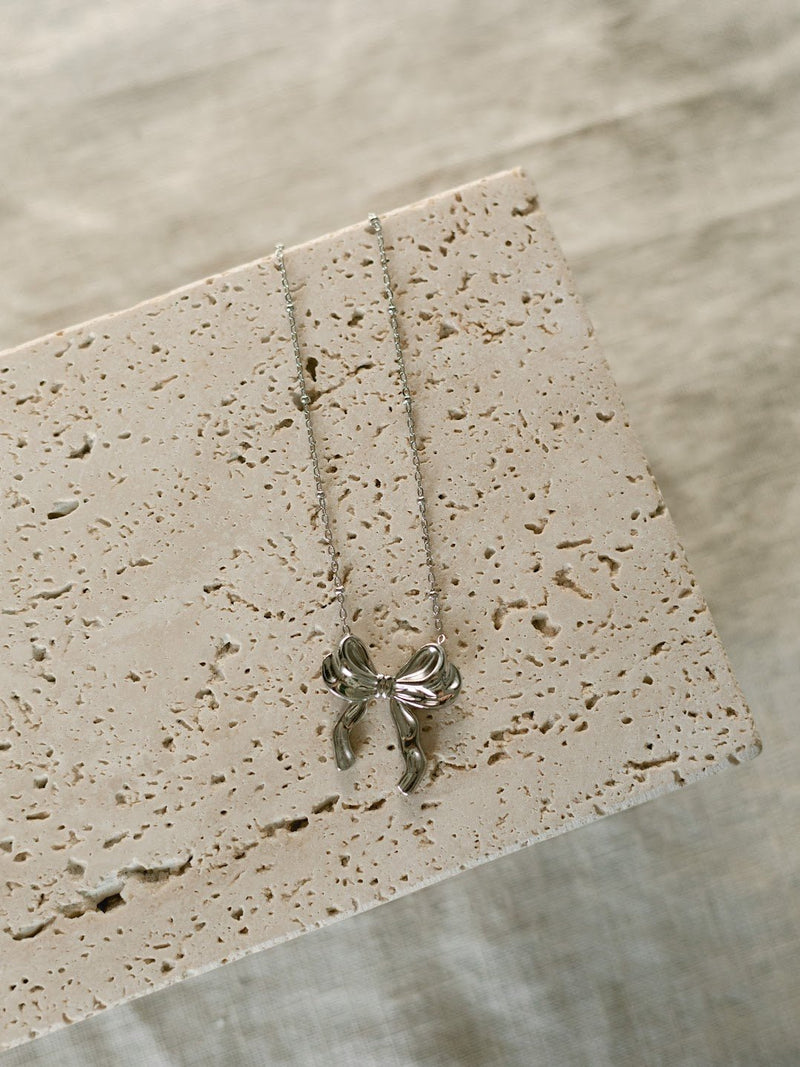 Silver Bow Necklace - IDYLL MANOR