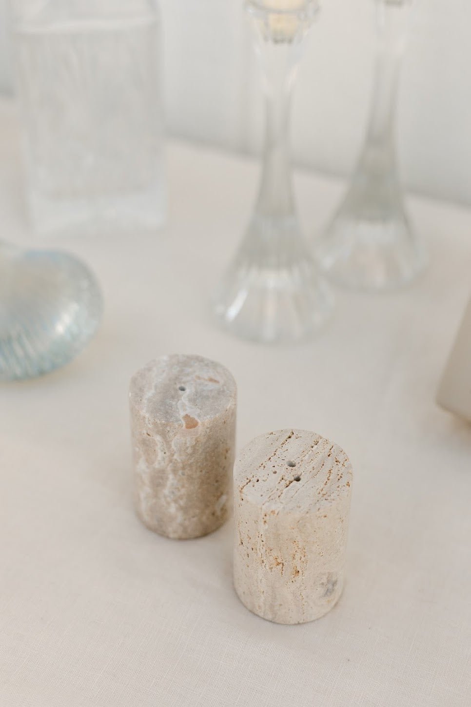 Travertine Salt and Pepper Shakers - IDYLL MANOR