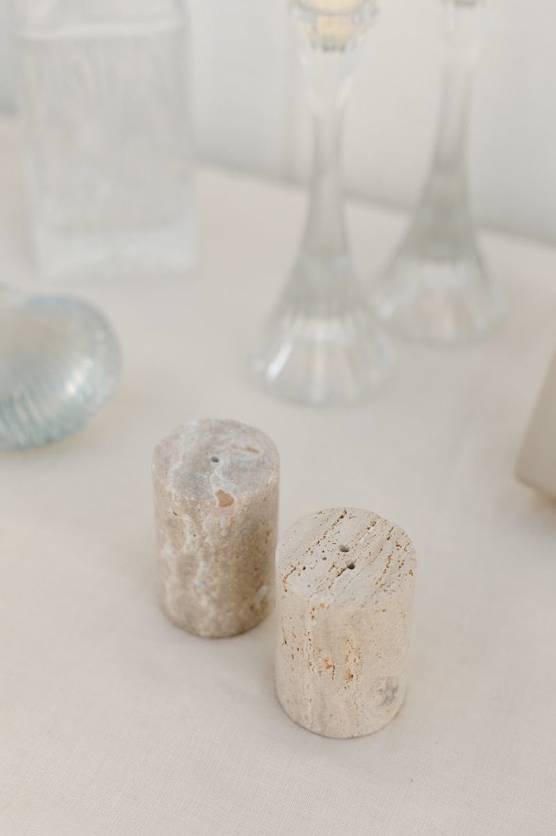 Travertine Salt and Pepper Shakers - IDYLL MANOR