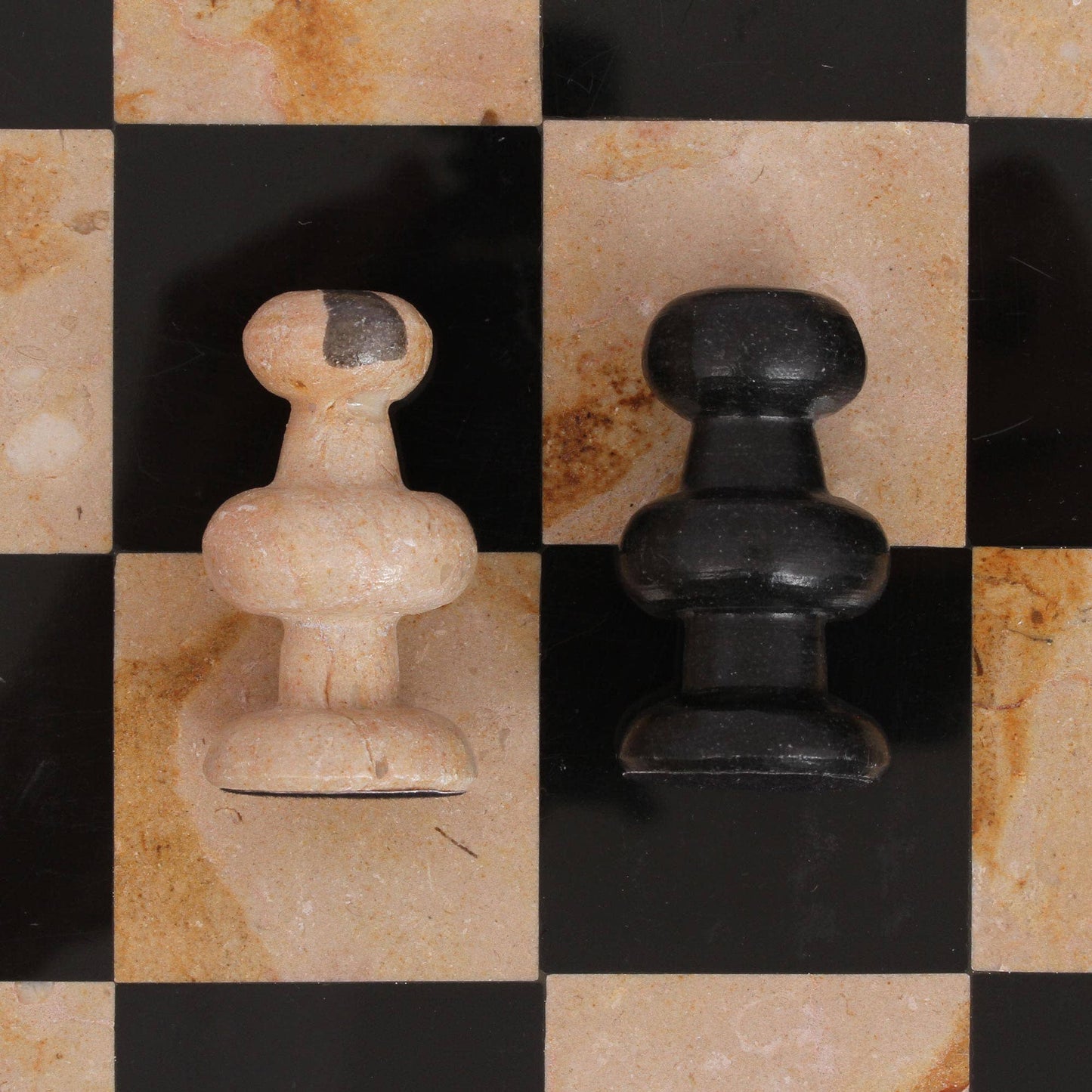 Beige and Black Marble Chess Set
