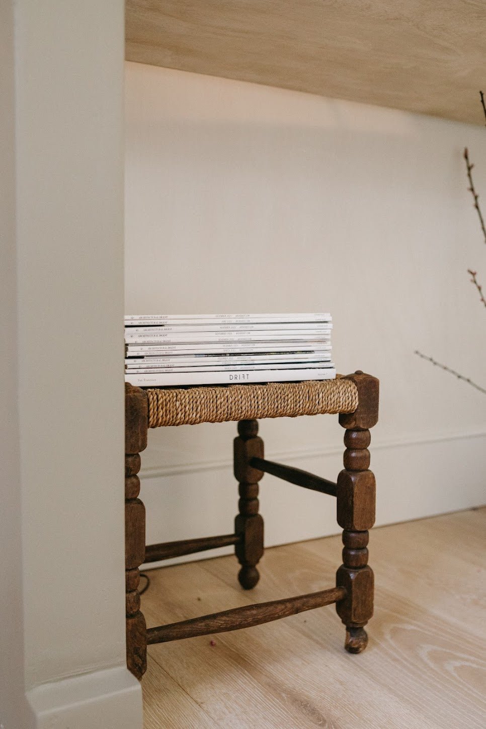 Antique Wooden Stool - IDYLL MANOR