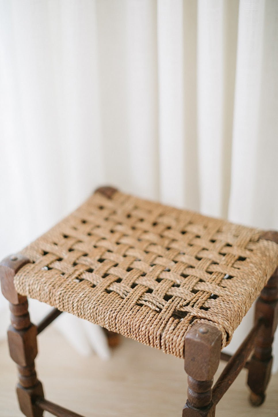 Antique Wooden Stool - IDYLL MANOR