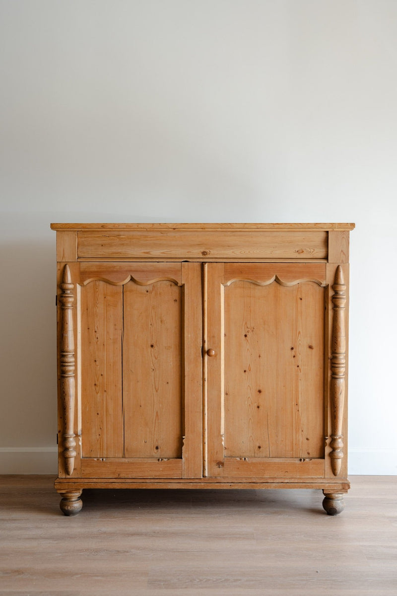 Ornate Doors Pine English Cupboard - IDYLL MANOR