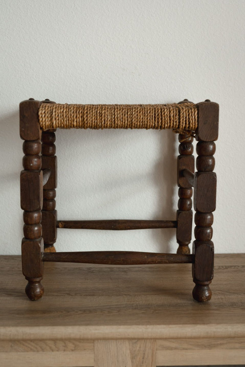 Antique Wooden Stool - IDYLL MANOR