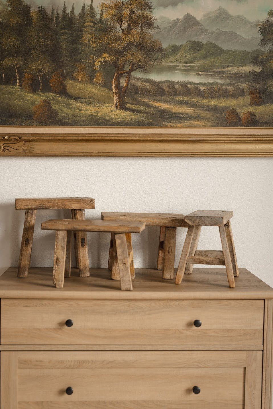 Primitive Elm Wood Stools - IDYLL MANOR