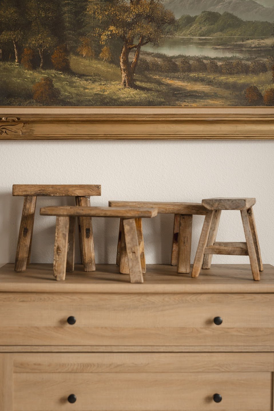 Primitive Elm Wood Stools - IDYLL MANOR