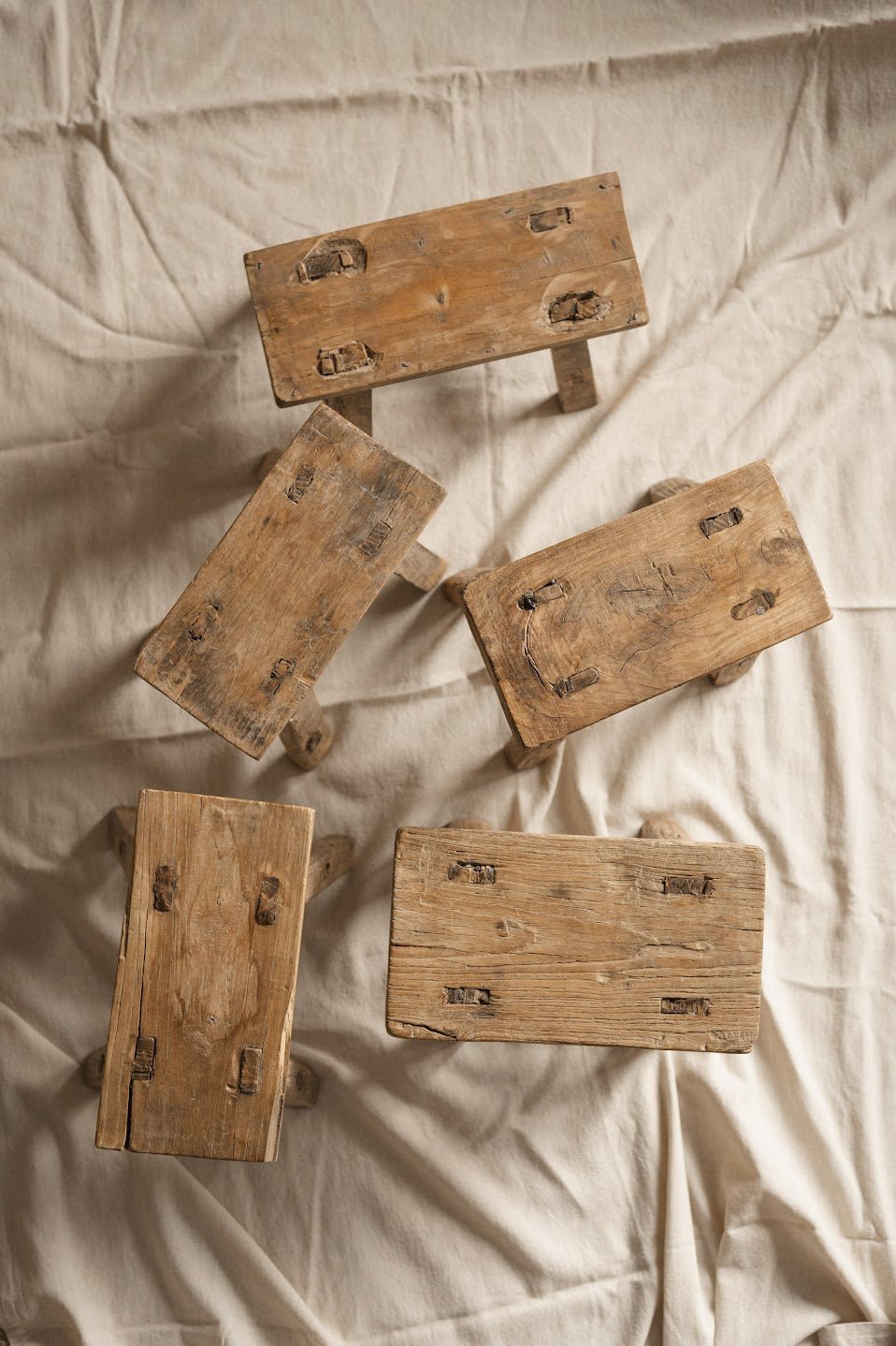 Primitive Elm Wood Stools - IDYLL MANOR