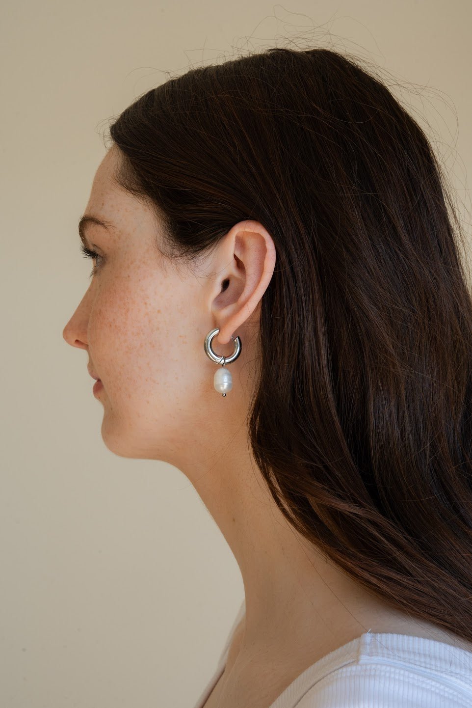 Silver Pearl Hoops - IDYLL MANOR