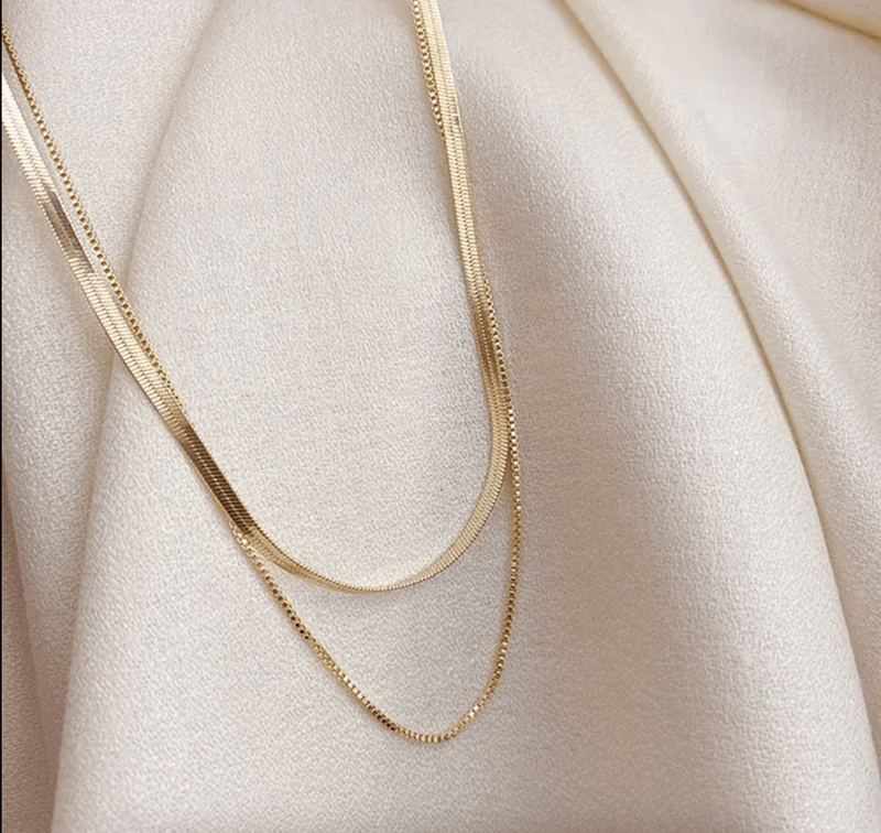 Layered Herringbone Necklace - IDYLL MANOR