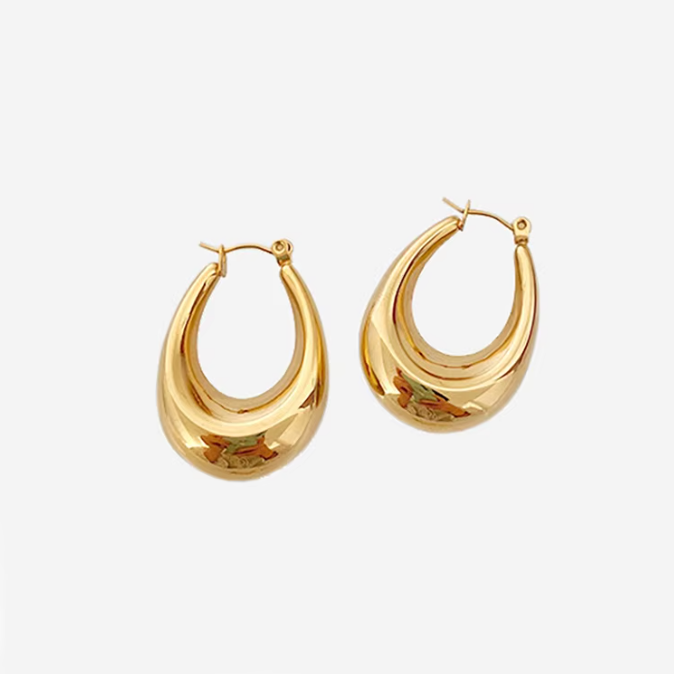 Hollow Oval Statement Earrings