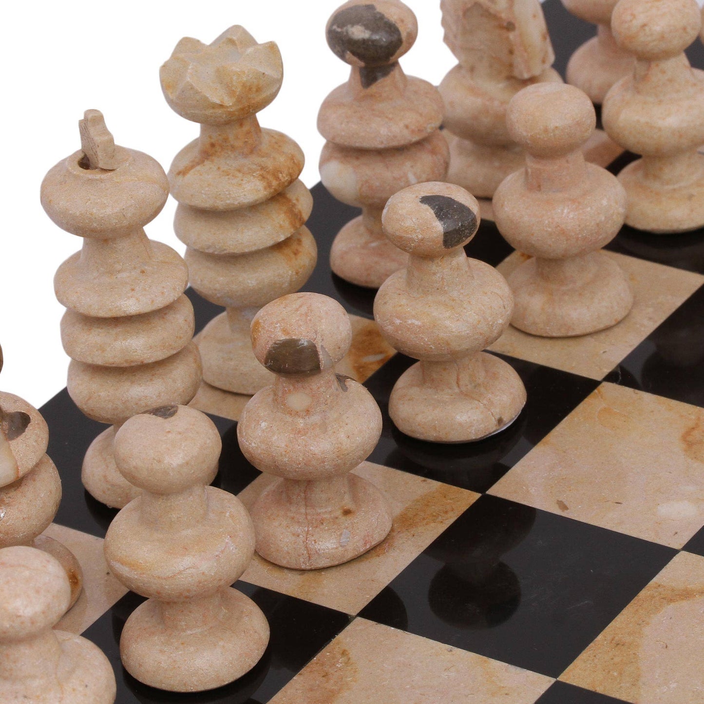Beige and Black Marble Chess Set