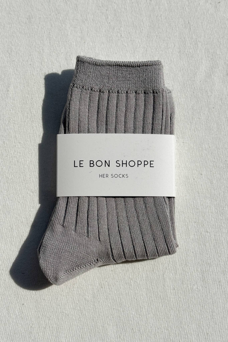 Her Socks - Mercerized Combed Cotton Rib: Classic White - IDYLL MANOR