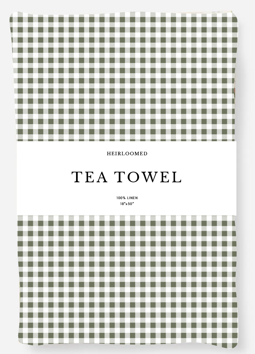 Tea Towel | Mini Gingham Check in Olive Green