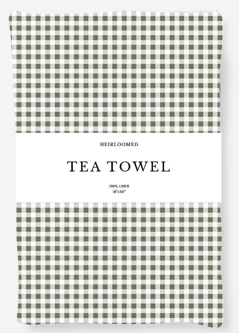 Tea Towel | Mini Gingham Check in Olive Green