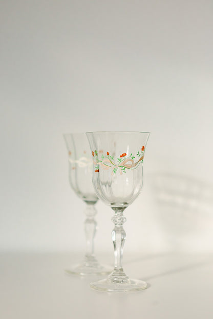 Vintage Holiday Wine Glasses | Set of 6