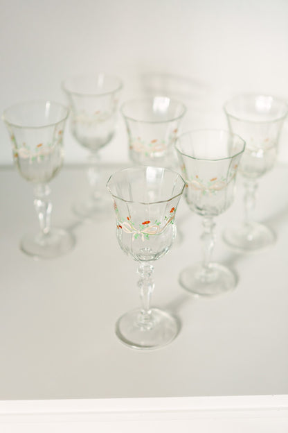 Vintage Holiday Wine Glasses | Set of 6