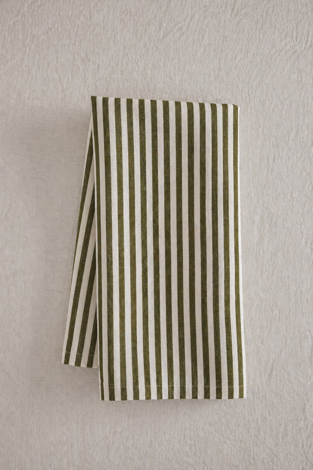 Tea Towel - Olive Green Linen Awning Stripe