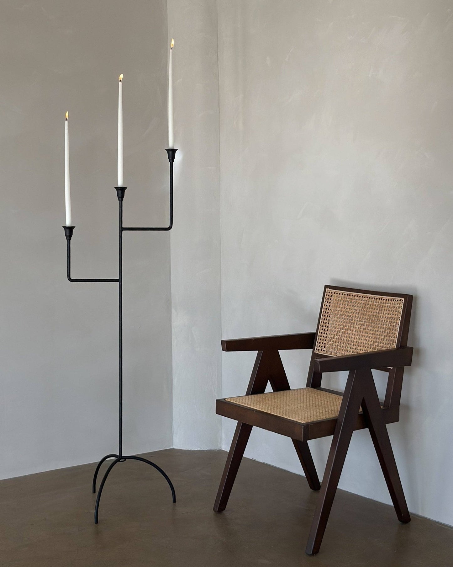 Bardot Hammered Iron Floor Candelabra | 56" Tall Tiered Candleholder - IDYLL MANOR