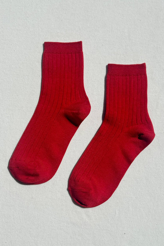 Her Socks - Mercerized Combed Cotton Rib: Classic Red - IDYLL MANOR