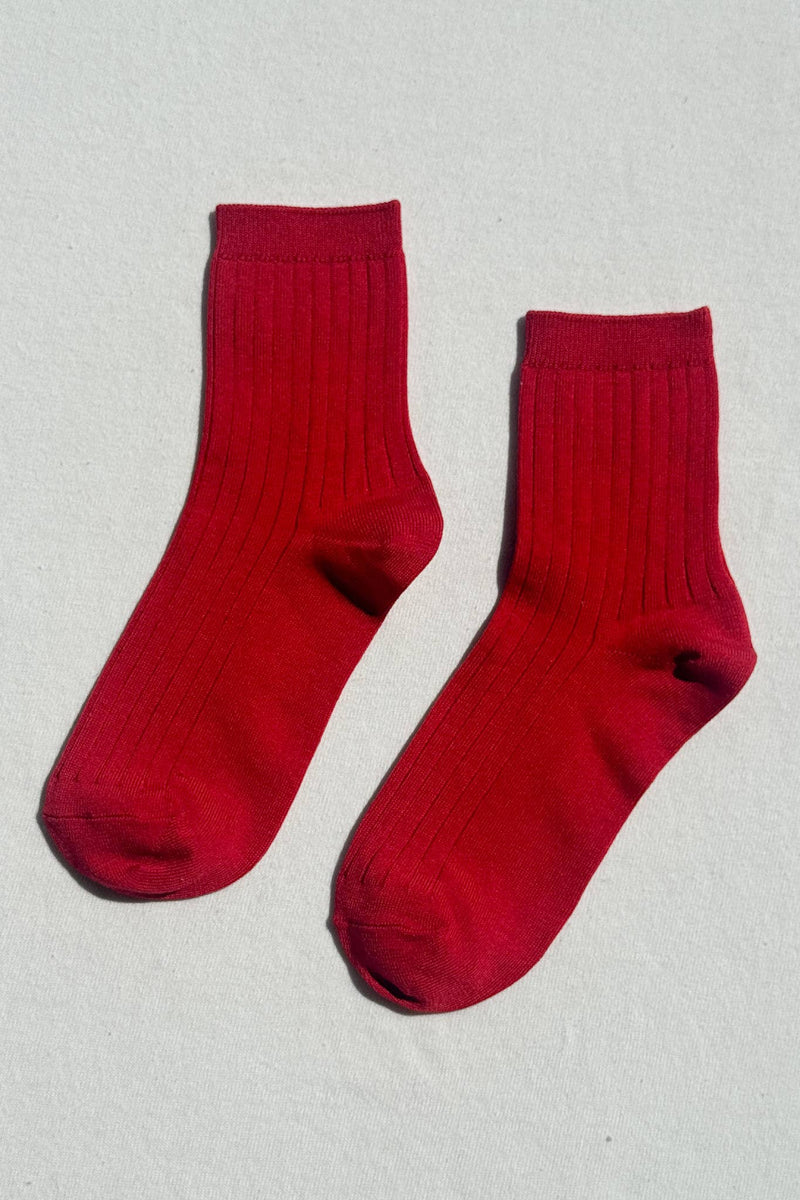 Her Socks - Mercerized Combed Cotton Rib: Classic Red - IDYLL MANOR