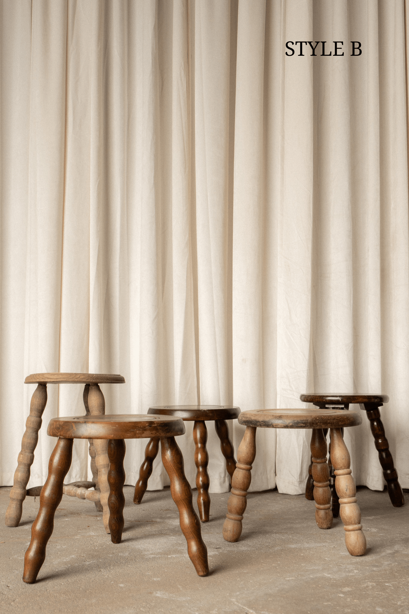 Antique French Bobbin Leg Stools - IDYLL MANOR