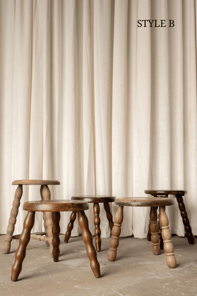 Antique French Bobbin Leg Stools - IDYLL MANOR