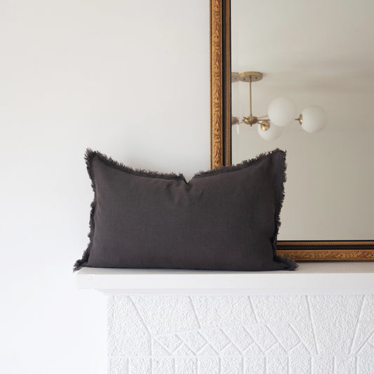 Lumbar Linen Pillow Cover | Charcoal
