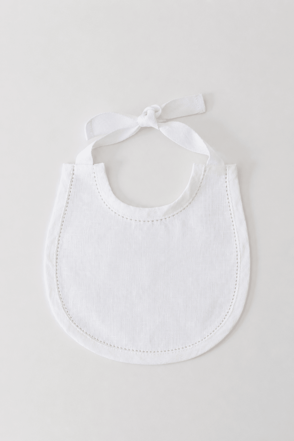 Hemstitched Linen Keepsake Baby Bibs | Beige - IDYLL MANOR