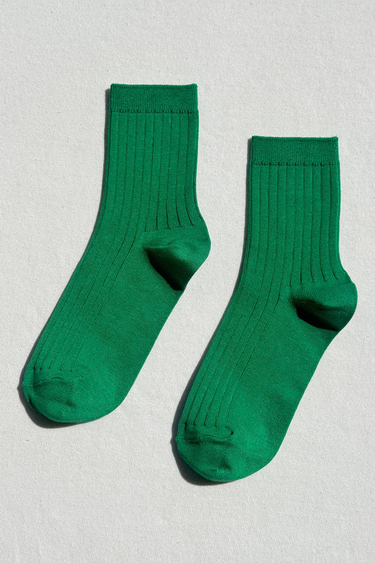 Her Socks - Mercerized Combed Cotton Rib: Kelly Green - IDYLL MANOR