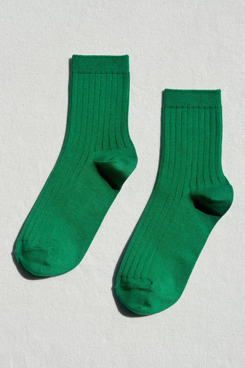 Her Socks - Mercerized Combed Cotton Rib: Kelly Green - IDYLL MANOR