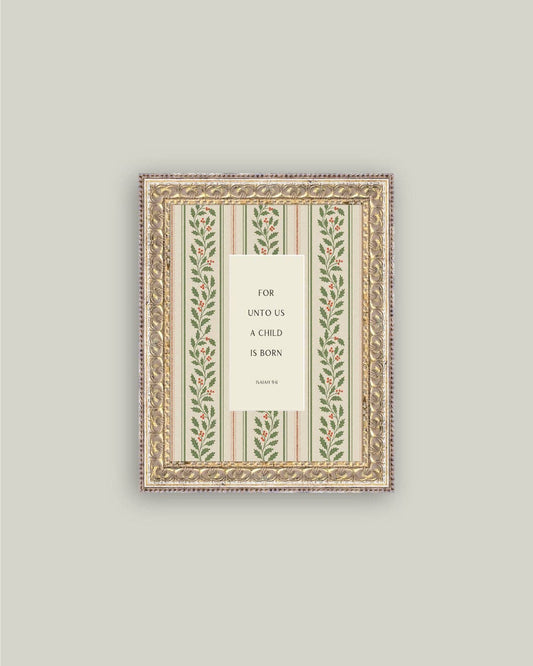 A Child is Born Framed Antique Art: - IDYLL MANOR