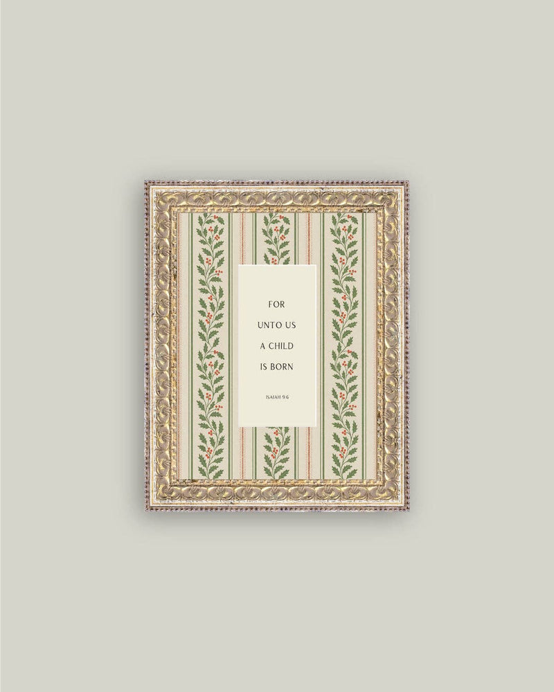 A Child is Born Framed Antique Art: - IDYLL MANOR