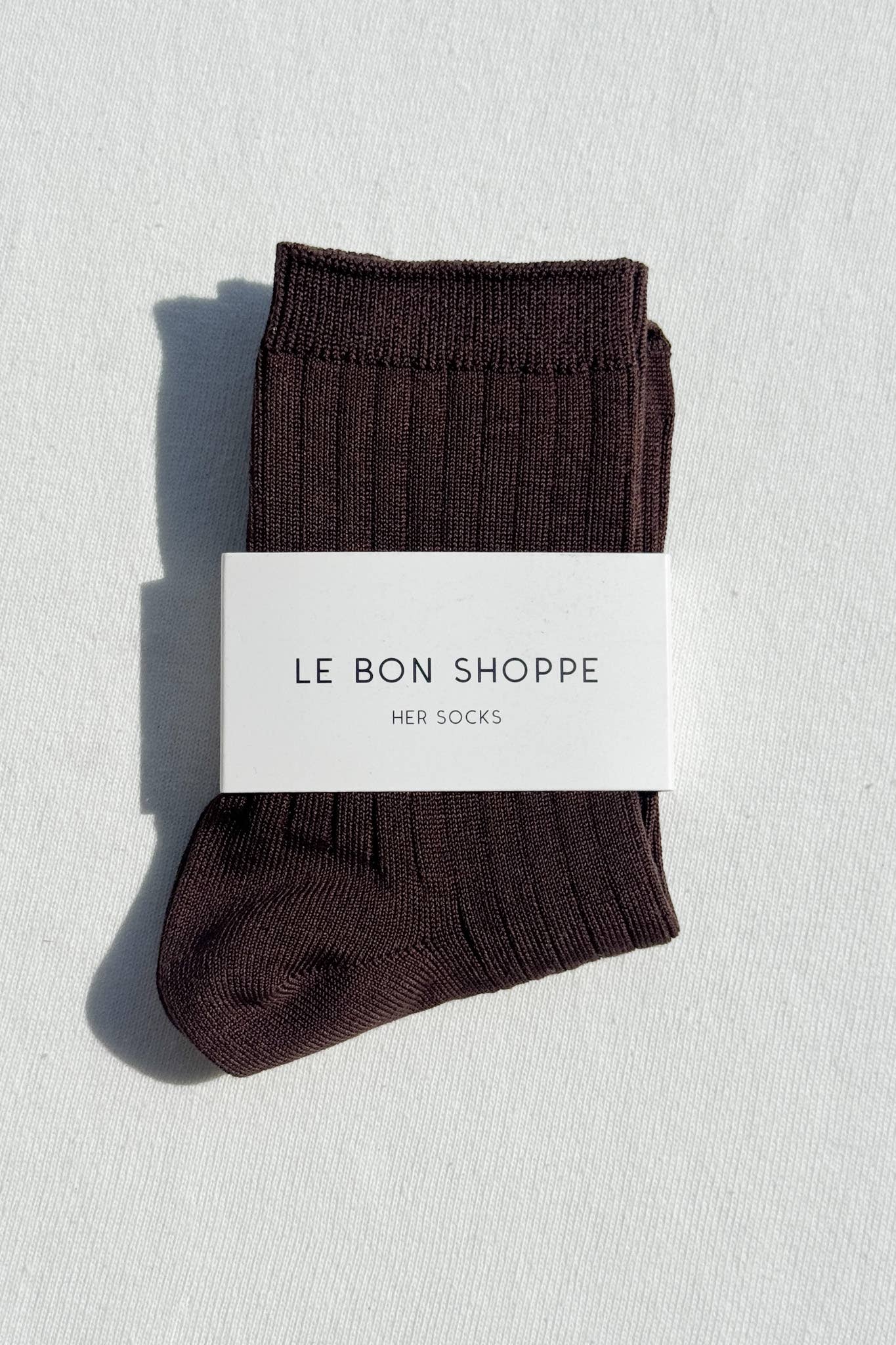 Her Socks - Mercerized Combed Cotton Rib: Dark Tan - IDYLL MANOR