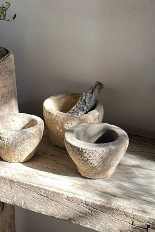 Stone Mortar Carved Bowl - IDYLL MANOR