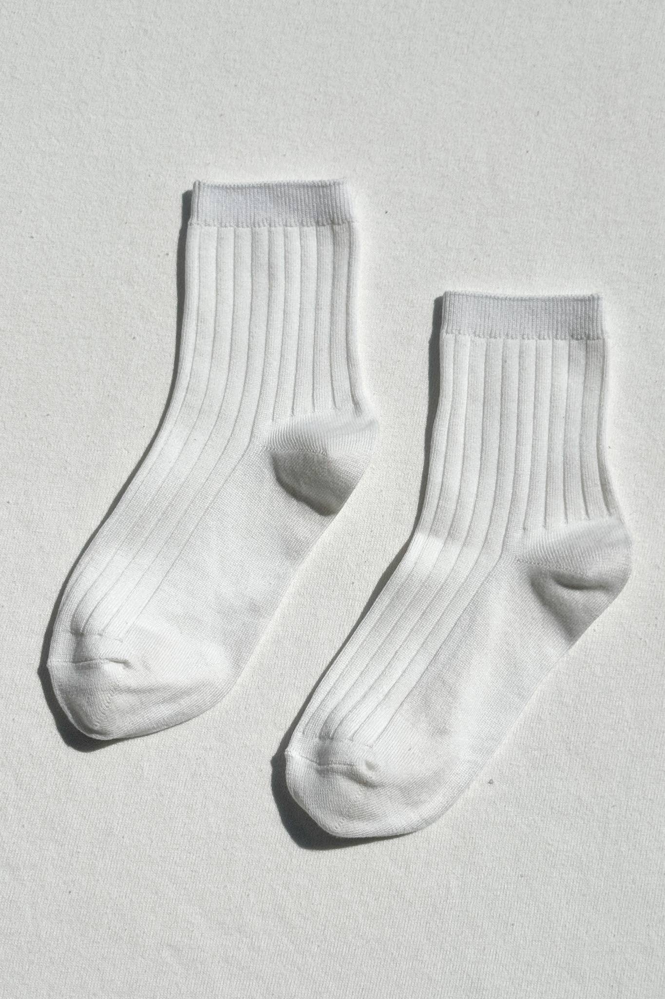 Her Socks - Mercerized Combed Cotton Rib: Classic White - IDYLL MANOR