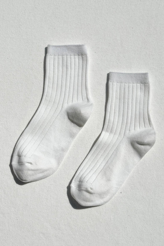 Her Socks - Mercerized Combed Cotton Rib: Classic White - IDYLL MANOR