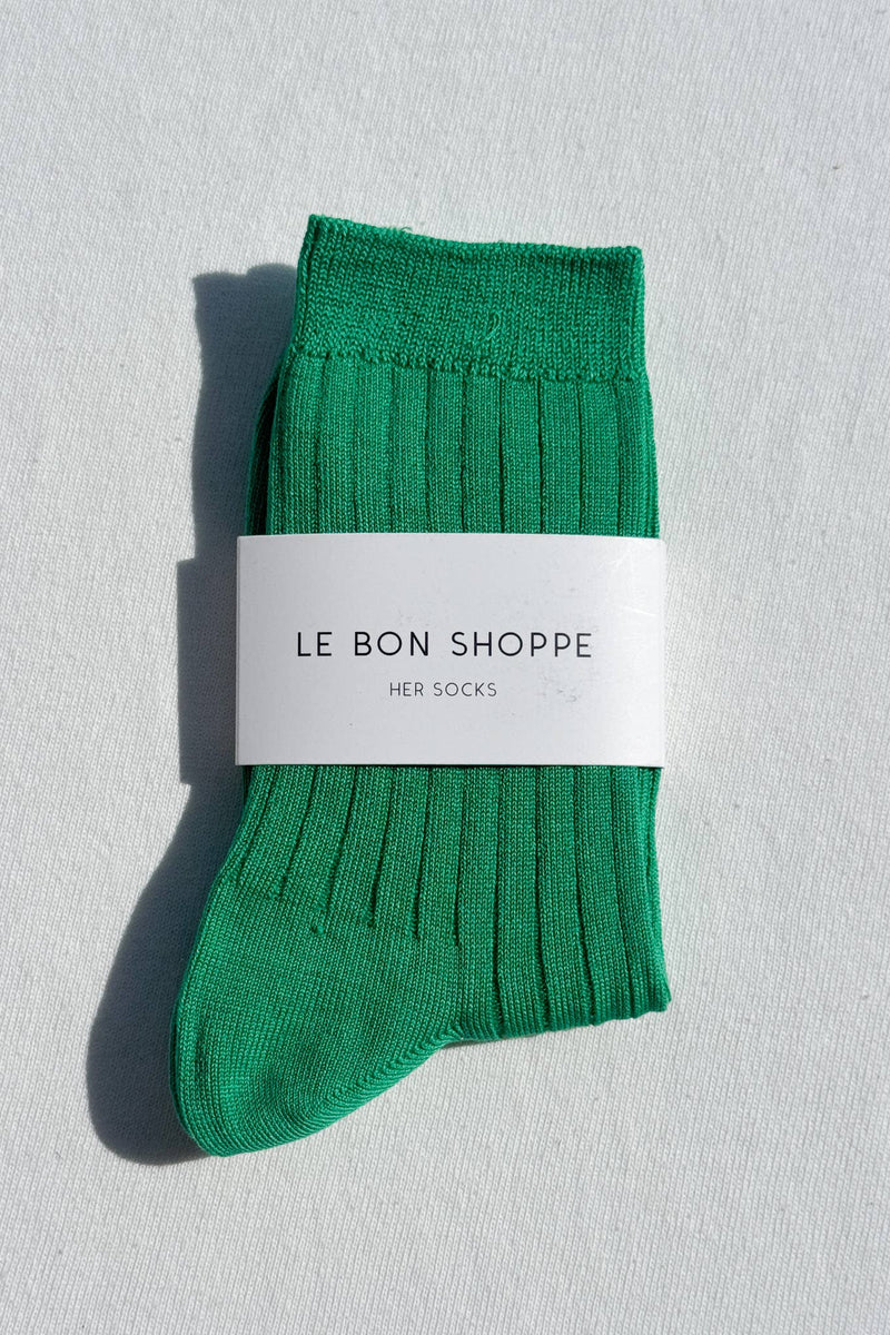 Her Socks - Mercerized Combed Cotton Rib: Kelly Green - IDYLL MANOR