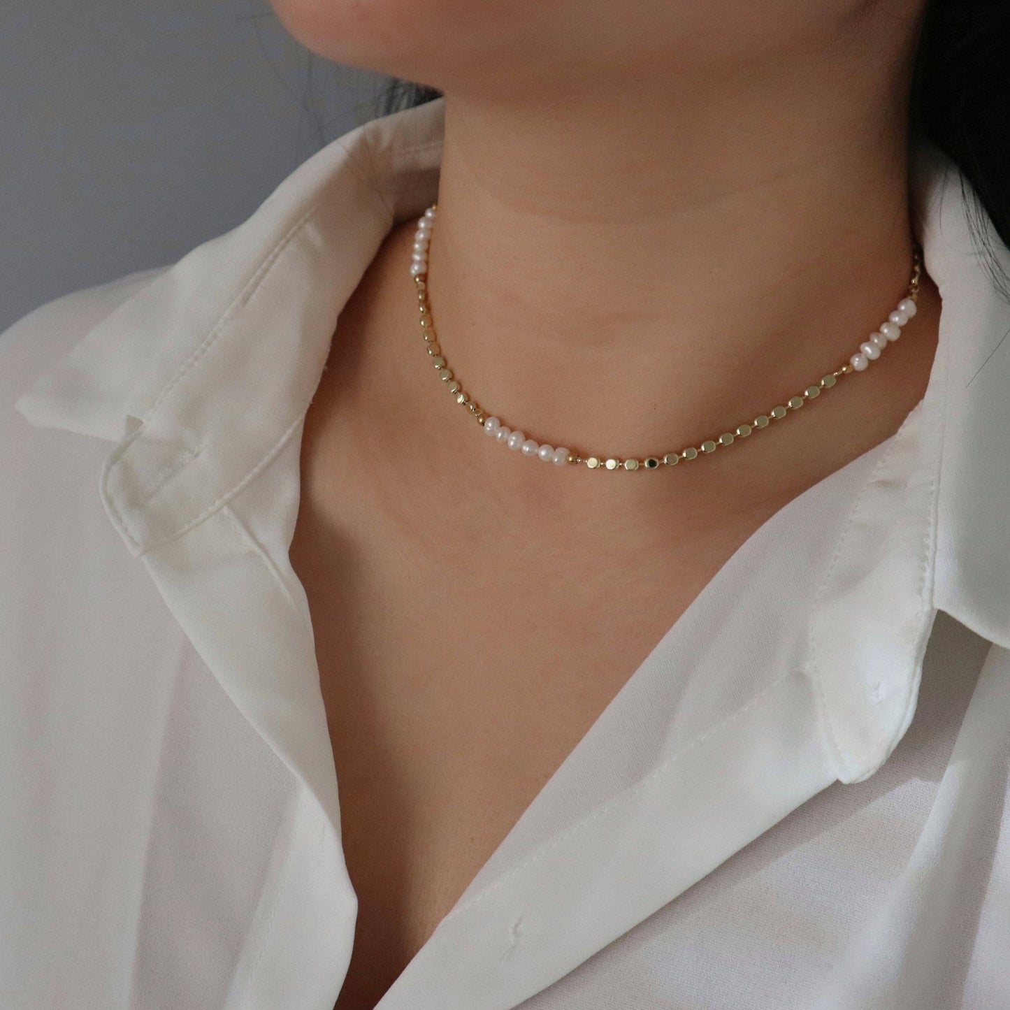 Adeline Pearl Choker Necklace - IDYLL MANOR