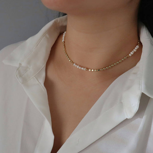 Adeline Pearl Choker Necklace - IDYLL MANOR