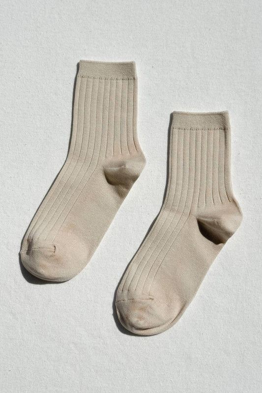 Her Socks - Mercerized Combed Cotton Rib: Porcelain - IDYLL MANOR