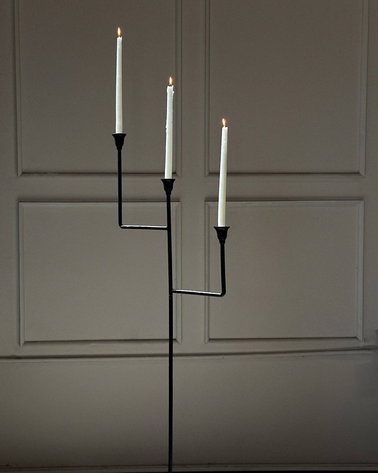 Bardot Hammered Iron Floor Candelabra | 56" Tall Tiered Candleholder - IDYLL MANOR