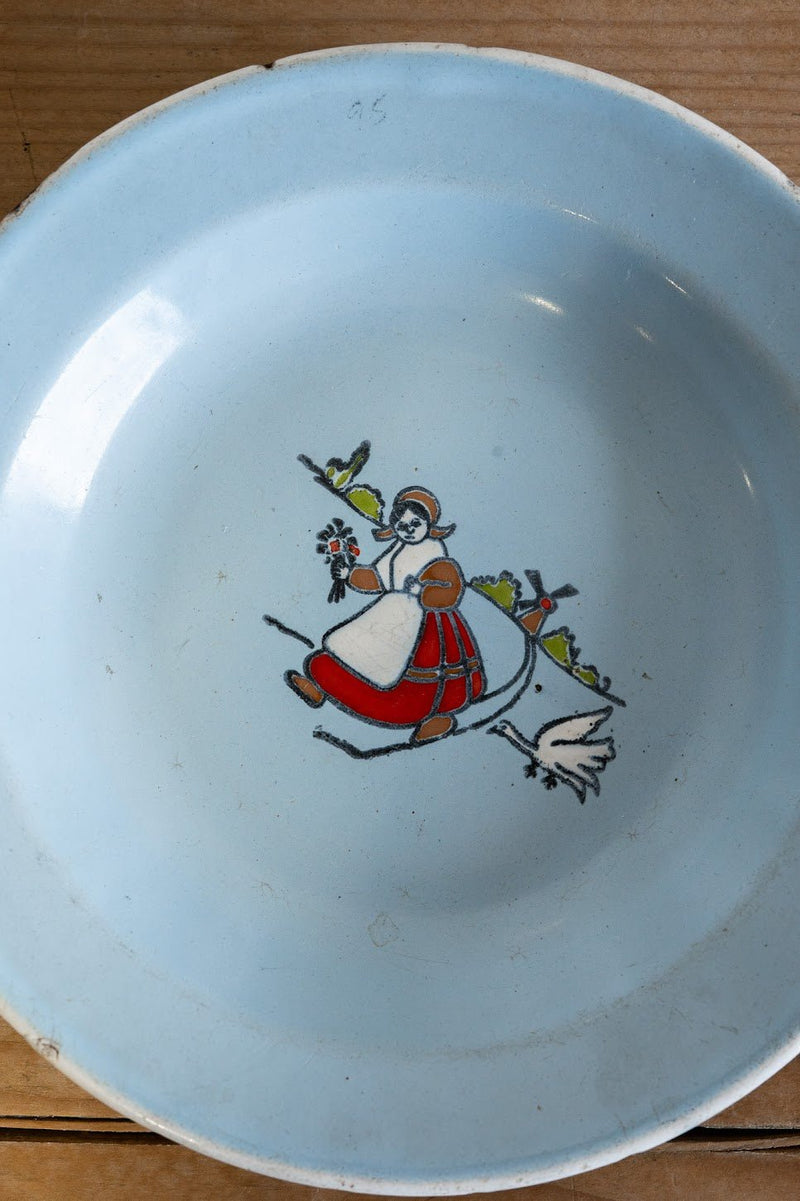 French Blue Enamel Pastoral Wall Plate - IDYLL MANOR