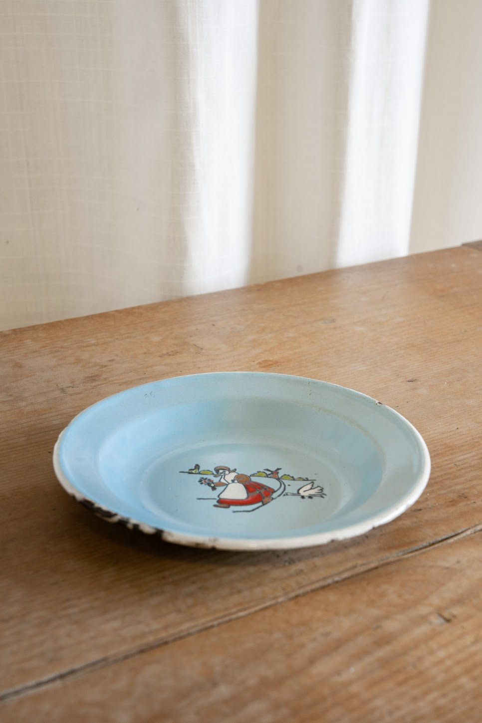 French Blue Enamel Pastoral Wall Plate - IDYLL MANOR