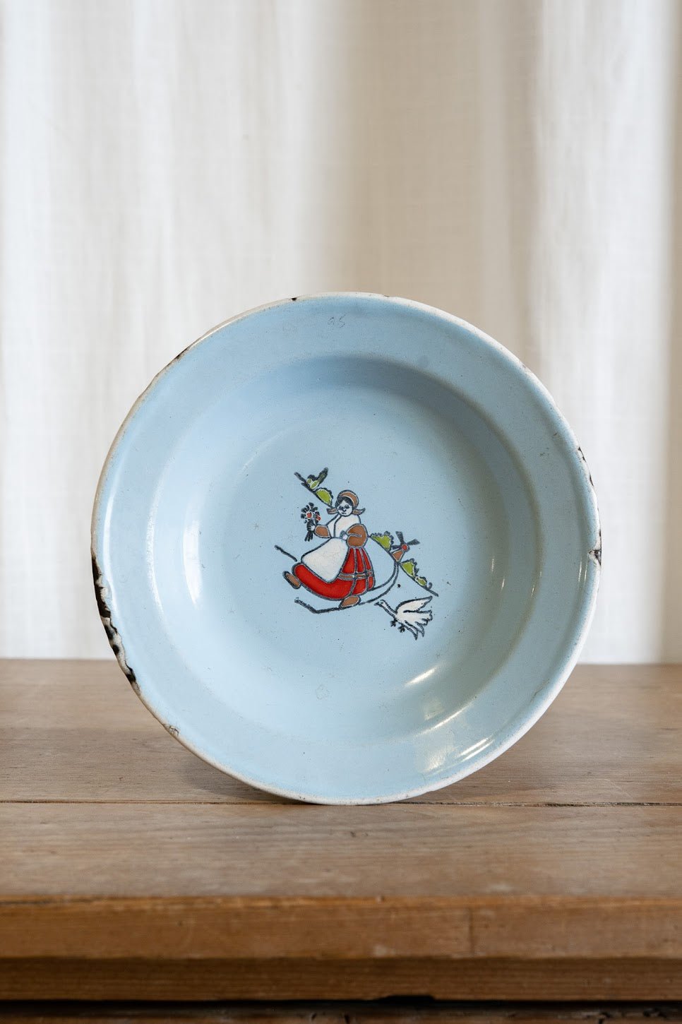 French Blue Enamel Pastoral Wall Plate - IDYLL MANOR