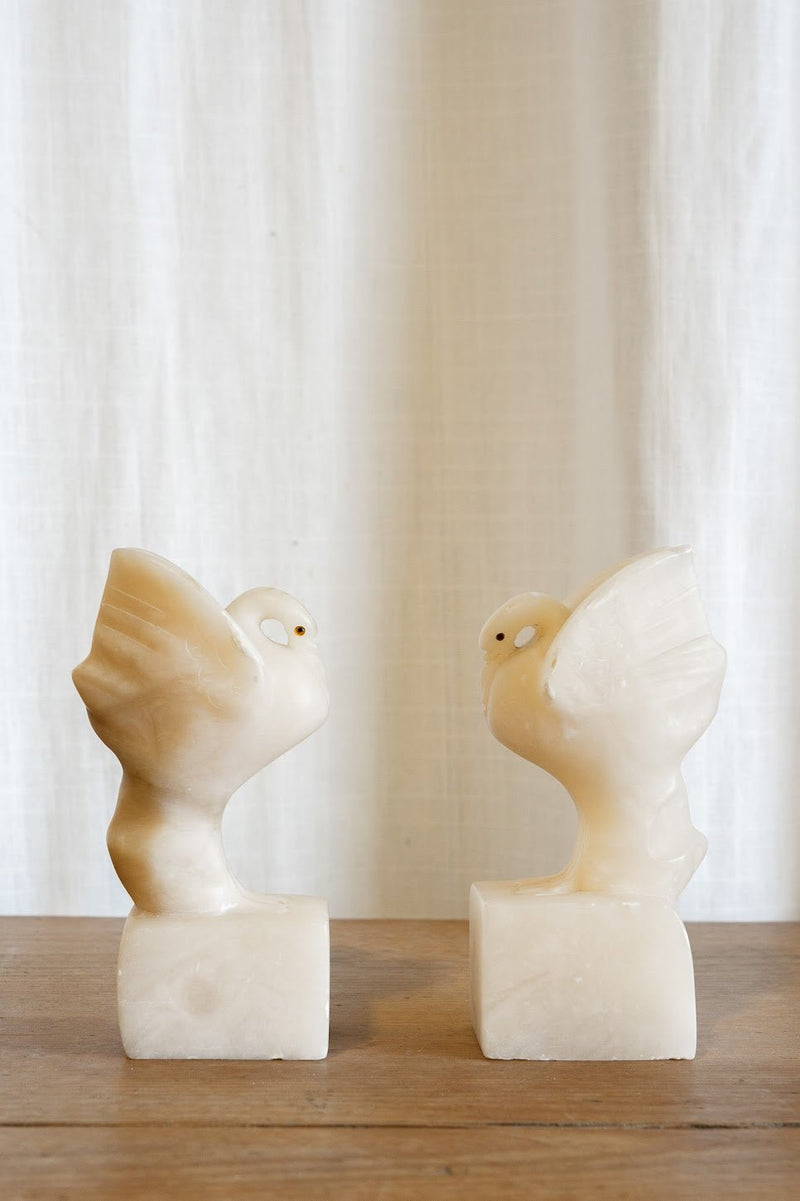 Italian Alabaster Swan Bookends - IDYLL MANOR